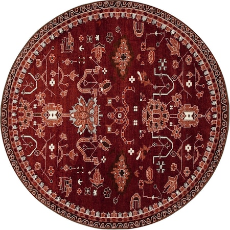 Art Carpet 8 Ft. Arabella Collection Oasis Woven Round Area Rug, Red 841864101910